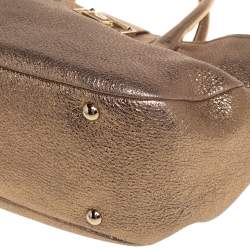 Pre Owned حقيبة جيمي تشو رانيه جلد ذهبي ميتاليك منقوش 