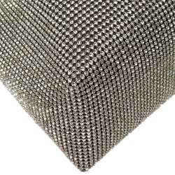Pre Owned Jimmy Choo Silver Satin Crystal Mesh Bon Bon Bucket Bag