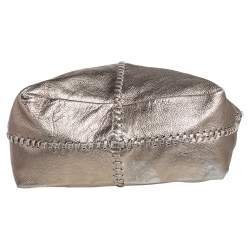 Pre Owned Jimmy Choo Metallic Leather and Snakeskin Trim Whipstitch Hobo