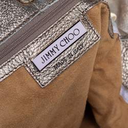 Pre Owned Jimmy Choo Metallic Leather and Snakeskin Trim Whipstitch Hobo