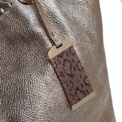 Pre Owned Jimmy Choo Metallic Leather and Snakeskin Trim Whipstitch Hobo