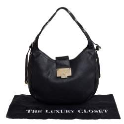 Pre Owned حقيبة يد هوبو جيمي تشو جلد أسود