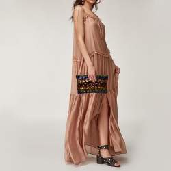 مملوكة مسبقًا Jimmy Choo Multicolor Sequins and Leather Colorblock Wristlet Clutch