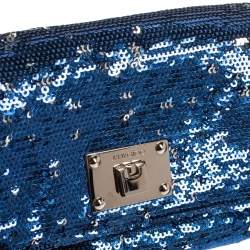 مملوكة مسبقًا Jimmy Choo Blue/Silver Sequins Ruby Chain Shoulder Bag