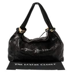 Jimmy Choo Black Python Large Saba Hobo