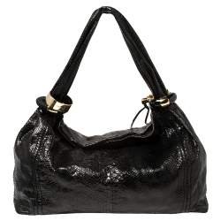Jimmy Choo Black Python Large Saba Hobo