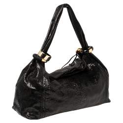Jimmy Choo Black Python Large Saba Hobo