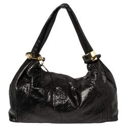 Jimmy Choo Black Python Large Saba Hobo