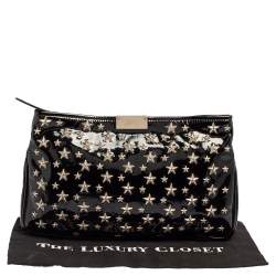 Jimmy Choo Black Patent Leather Star Studded Clutch