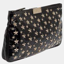 Jimmy Choo Black Patent Leather Star Studded Clutch