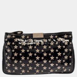 Jimmy Choo Black Patent Leather Star Studded Clutch