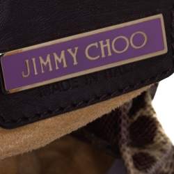 Pre Owned حقيبة هوبو جيمي تشو سابا جلد ثعبان بني