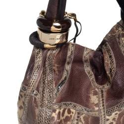 Pre Owned حقيبة هوبو جيمي تشو سابا جلد ثعبان بني