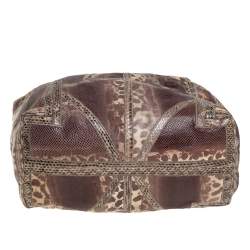 Pre Owned حقيبة هوبو جيمي تشو سابا جلد ثعبان بني