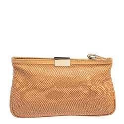 مملوكة مسبقًا حقيبة كلتش جيمي تشو زولو جلد وحواف جلد ثعبان بني