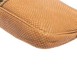 مملوكة مسبقًا حقيبة كلتش جيمي تشو زولو جلد وحواف جلد ثعبان بني