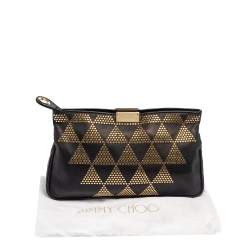 مملوكة مسبقًا Jimmy Choo Black Leather Studded Zulu Clutch