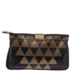 مملوكة مسبقًا Jimmy Choo Black Leather Studded Zulu Clutch
