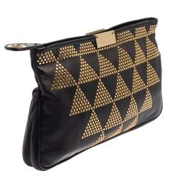 مملوكة مسبقًا Jimmy Choo Black Leather Studded Zulu Clutch