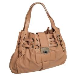 Pre Owned Jimmy Choo Beige Leather Ramona Shoulder Bag