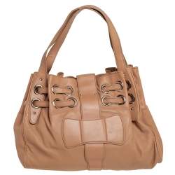 Pre Owned Jimmy Choo Beige Leather Ramona Shoulder Bag