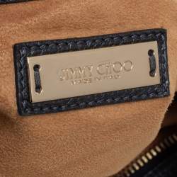 مملوكة مسبقًا Jimmy Choo Dark Grey Grained Leather and Snakeskin Trim Sky Bangle Hobo