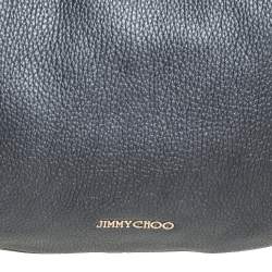 مملوكة مسبقًا Jimmy Choo Dark Grey Grained Leather and Snakeskin Trim Sky Bangle Hobo