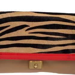 Jimmy Choo Zebra Print Calfhair, Patent and Leather Flap Chain Shoulder Bag