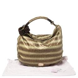 Pre Owned Jimmy Choo Metallic Brown/Green Python Large Sky Bangle Hobo