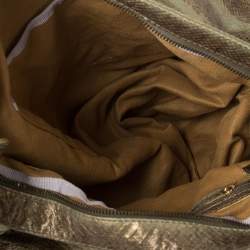 Pre Owned Jimmy Choo Metallic Brown/Green Python Large Sky Bangle Hobo