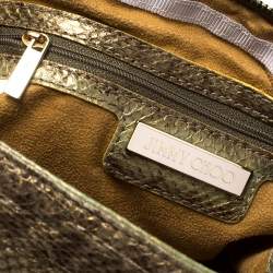 Pre Owned Jimmy Choo Metallic Brown/Green Python Large Sky Bangle Hobo
