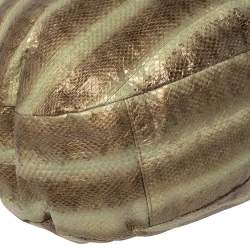 Pre Owned Jimmy Choo Metallic Brown/Green Python Large Sky Bangle Hobo