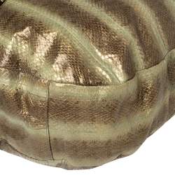 Pre Owned Jimmy Choo Metallic Brown/Green Python Large Sky Bangle Hobo