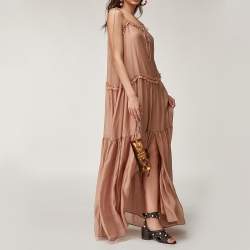 Pre Owned حقيبة كلتش جيمي تشو حالة معصم توليتا جلد برونزي ميتالك