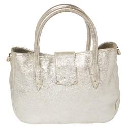 مملوكة مسبقًا حقيبة يد توتس جيمي تشو جلد مجعد ذهبي ميتاليك