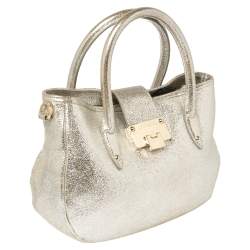 مملوكة مسبقًا حقيبة يد توتس جيمي تشو جلد مجعد ذهبي ميتاليك