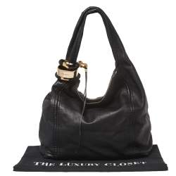 Pre Owned حقيبة هوبو جيمي تشو سابا جلد أسود متوسطة