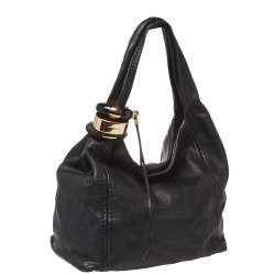 Pre Owned حقيبة هوبو جيمي تشو سابا جلد أسود متوسطة