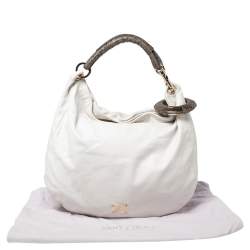 مملوكة مسبقًا حقيبة جيمي تشو سكاي جلد أبيض بطوق