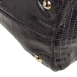 Pre Owned حقيبة يد توتس جيمي تشو رهيا جلد نقشة الثعبان رصاصي ميتاليك