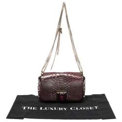 مملوكة مسبقًا حقيبة كتف جيمي تشو لوكيت جلد ثعبان أحمر ميتاليك 