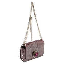 مملوكة مسبقًا حقيبة كتف جيمي تشو لوكيت جلد ثعبان أحمر ميتاليك 