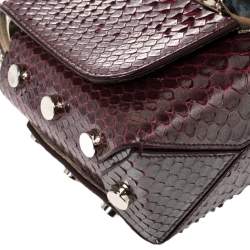 مملوكة مسبقًا حقيبة كتف جيمي تشو لوكيت جلد ثعبان أحمر ميتاليك 