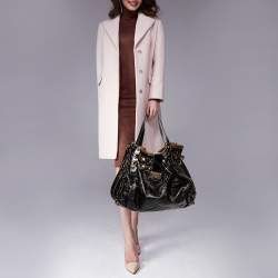 Pre Owned Jimmy Choo Black/Brown Patent Leather and Shearling Ramona Shoulder Bag