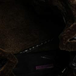 Pre Owned Jimmy Choo Black/Brown Patent Leather and Shearling Ramona Shoulder Bag