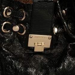Pre Owned Jimmy Choo Black/Brown Patent Leather and Shearling Ramona Shoulder Bag