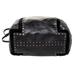 Pre Owned حقيبة هوبو جيمي تشو سابا جلد أسود مرصع