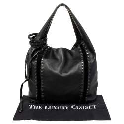 Pre Owned حقيبة هوبو جيمي تشو سابا جلد أسود مرصع