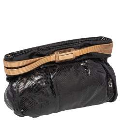 مملوكة مسبقًا Jimmy Choo Python Oversized Top Zip Clutch 