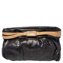 مملوكة مسبقًا Jimmy Choo Python Oversized Top Zip Clutch 